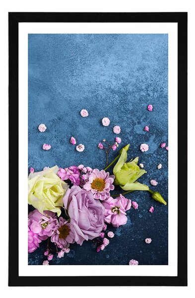 Poster cu passepartout flori abstracte