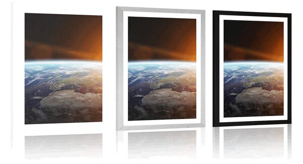 Poster cu passepartout vedere la planetă din univers