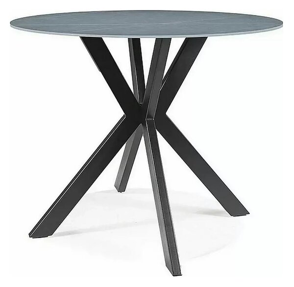 Masa rotunda TALIA, gri cu efect de marmura/negru mat, ceramica/metal
