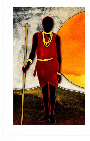 Poster cu passepartout vânător african
