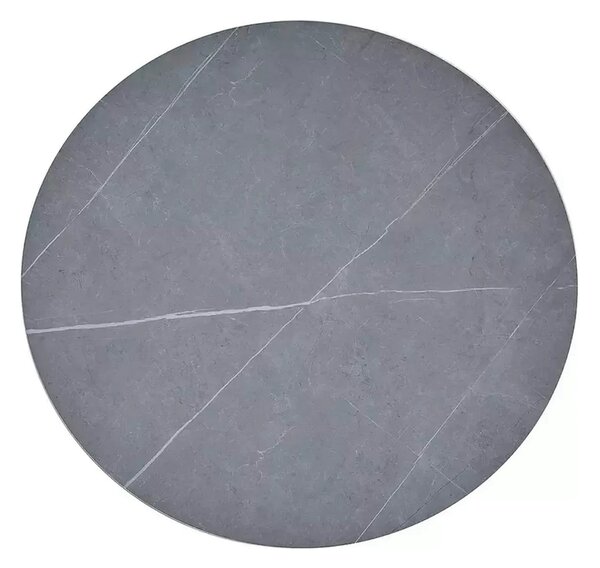 Masa rotunda TALIA, gri cu efect de marmura/negru mat, ceramica/metal