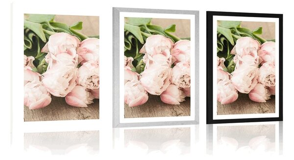 Poster cu passepartout buchet romantic