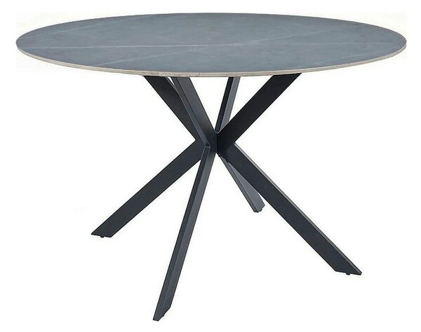 Masa rotunda TALIA, gri cu efect de marmura/negru mat, ceramica/metal