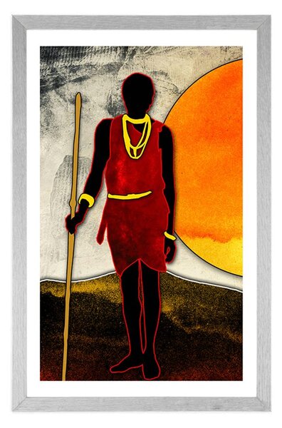 Poster cu passepartout vânător african
