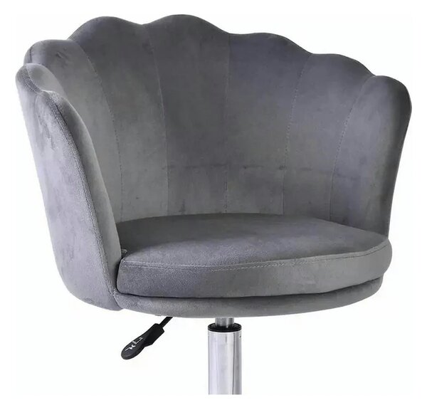 Scaun birou ROSE, gri, stofa catifelata/metal, 56x41x74/82 cm