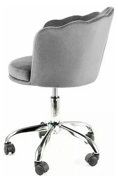 Scaun birou ROSE, gri, stofa catifelata/metal, 56x41x74/82 cm