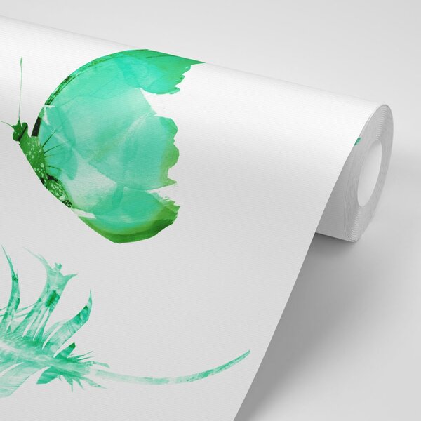Tapet pană cu fluture în design verde