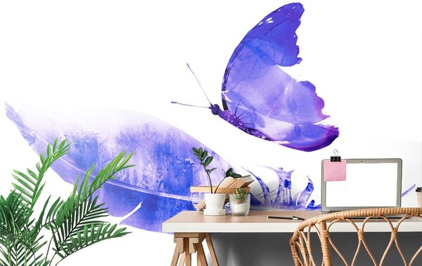 Tapet pană cu fluture în design violet