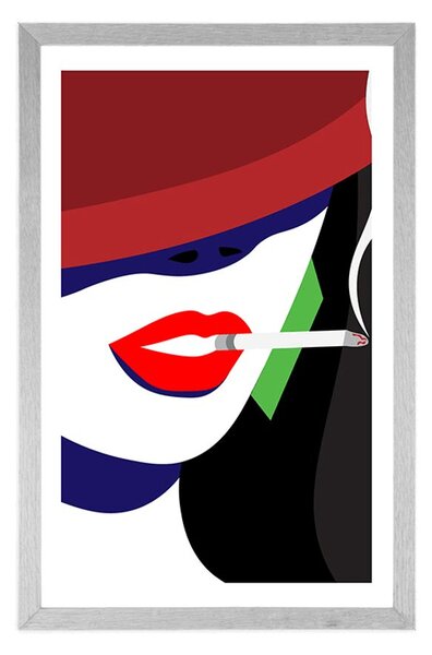 Poster cu passepartout femeie în pălărie în stil pop-art