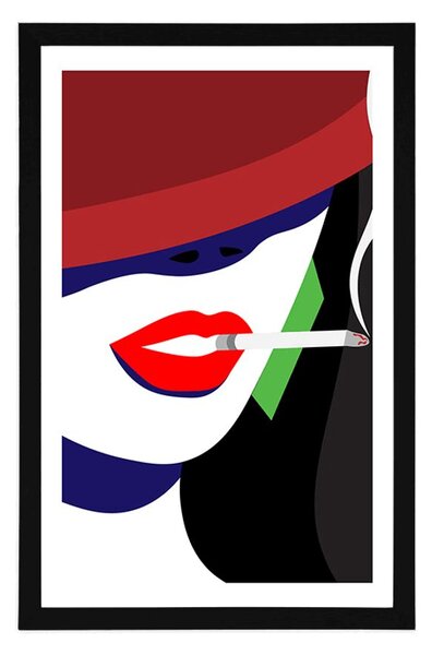 Poster cu passepartout femeie în pălărie în stil pop-art