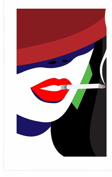 Poster cu passepartout femeie în pălărie în stil pop-art