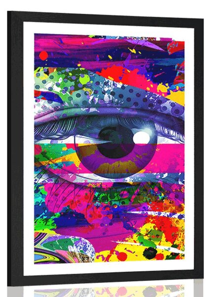 Poster cu passepartout ochiul uman în stil pop-art