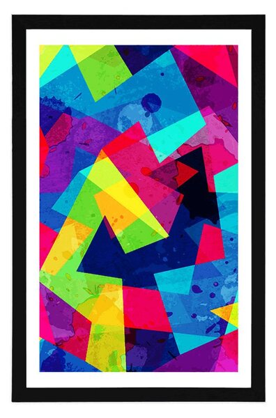 Poster cu passepartout model geometric cu efect grunge