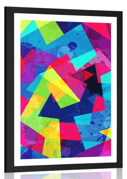 Poster cu passepartout model geometric cu efect grunge