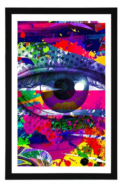 Poster cu passepartout ochiul uman în stil pop-art