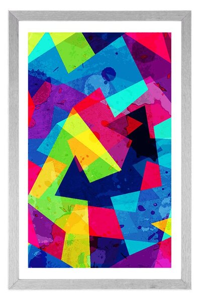 Poster cu passepartout model geometric cu efect grunge