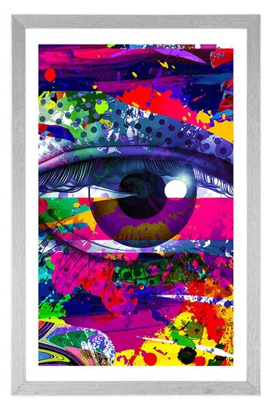 Poster cu passepartout ochiul uman în stil pop-art