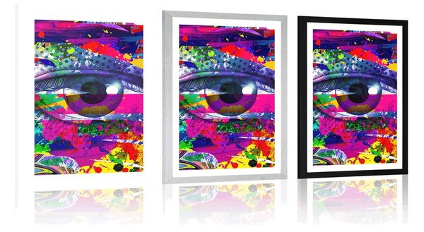 Poster cu passepartout ochiul uman în stil pop-art