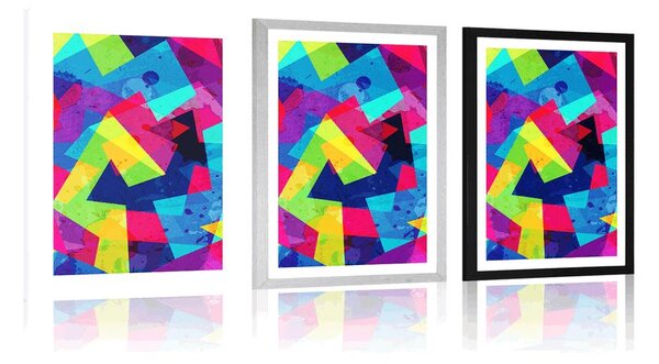 Poster cu passepartout model geometric cu efect grunge