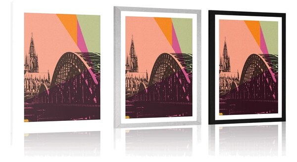 Poster cu passepartout ilustrație digitală a orașului Kolin