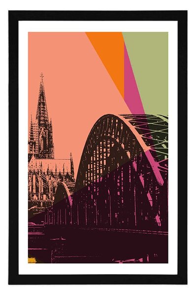 Poster cu passepartout ilustrație digitală a orașului Kolin
