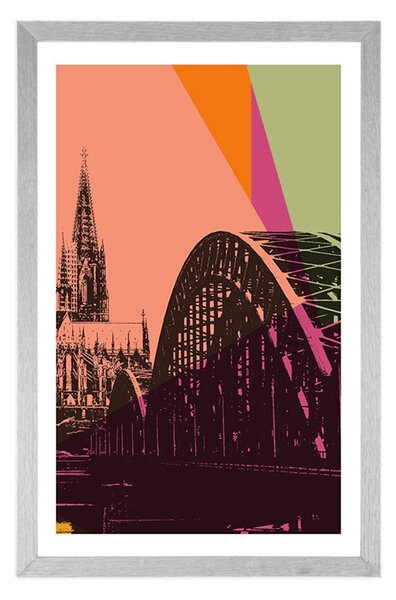 Poster cu passepartout ilustrație digitală a orașului Kolin