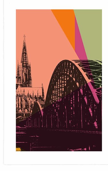 Poster cu passepartout ilustrație digitală a orașului Kolin