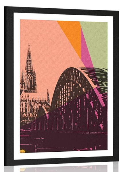 Poster cu passepartout ilustrație digitală a orașului Kolin