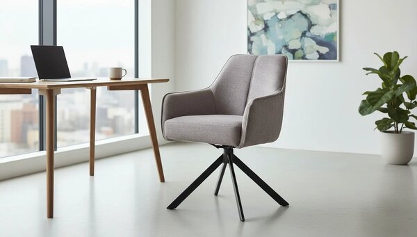Scaun NOTTI, gri/negru, stofa clasica/metal, 55x45x83 cm