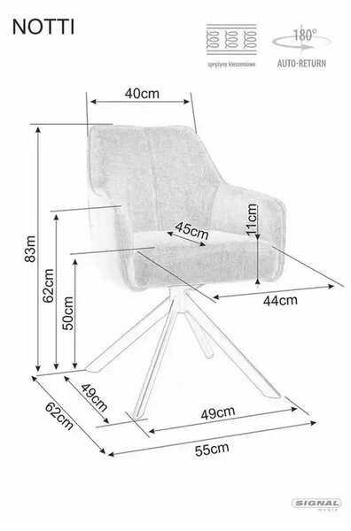 Scaun NOTTI, bej/negru, stofa/metal, 55x45x83 cm