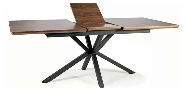 Masa extensibila LOGAN, nuc/negru mat, 160/200x90x75 cm