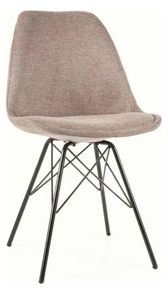 Scaun KEN, bej/negru, stofa clasica/metal, 49x40x85 cm