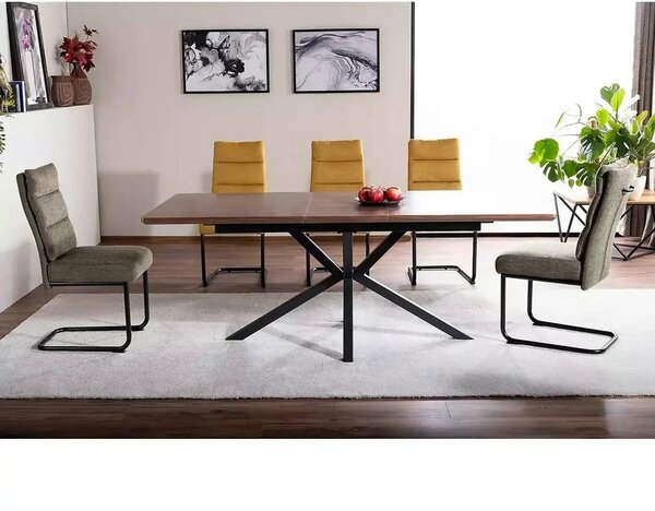 Masa extensibila LOGAN, nuc/negru mat, 160/200x90x75 cm