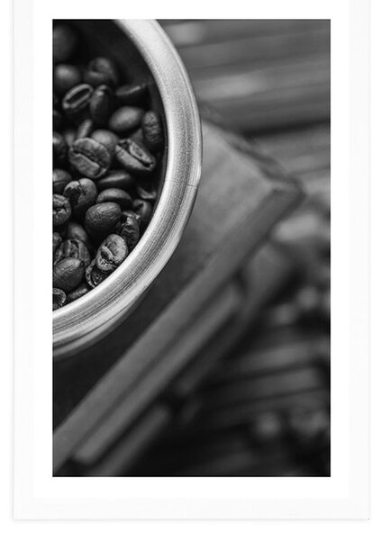 Poster cu passepartout mașină de măcinat cafea vintage în design alb-negru