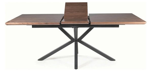 Masa extensibila LOGAN, nuc/negru mat, 160/200x90x75 cm