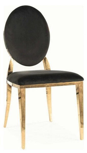 Scaun KING, negru/auriu, stofa catifelata/metal, 47x43x95 cm