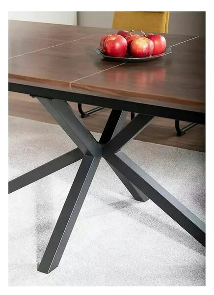 Masa extensibila LOGAN, nuc/negru mat, 160/200x90x75 cm