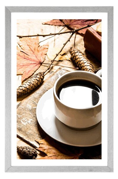 Poster cu passepartout o cană de cafea cu atingere de toamnă
