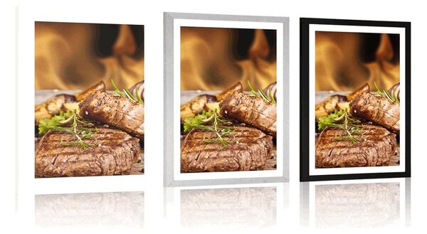 Poster cu passepartout steak de vită la grătar