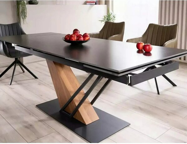Masa extensibila moderna GENESIS, negru/stejar, 180/240x90x76 cm