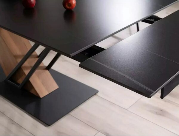 Masa extensibila moderna GENESIS, negru/stejar, 180/240x90x76 cm