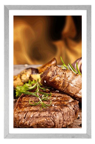Poster cu passepartout steak de vită la grătar