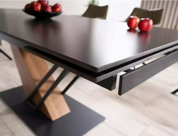 Masa extensibila moderna GENESIS, negru/stejar, 180/240x90x76 cm