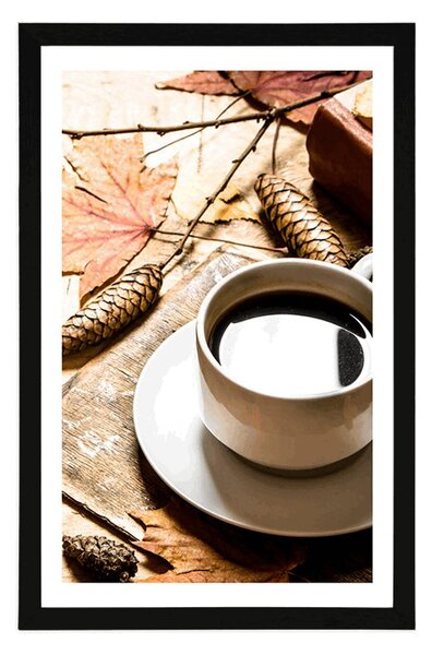 Poster cu passepartout o cană de cafea cu atingere de toamnă