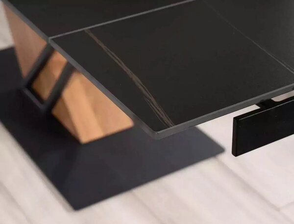Masa extensibila moderna GENESIS, negru/stejar, 180/240x90x76 cm