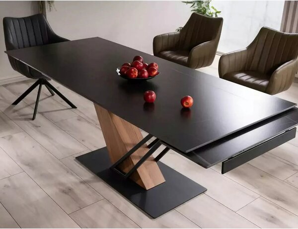 Masa extensibila moderna GENESIS, negru/stejar, 180/240x90x76 cm