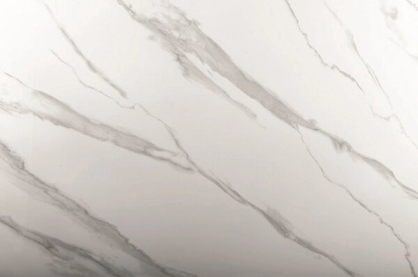 Masa dining 160 cm HERMES, alb cu efect de marmura/auriu, ceramica/met