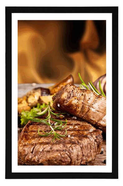Poster cu passepartout steak de vită la grătar
