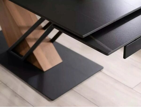 Masa extensibila moderna GENESIS, negru/stejar, 180/240x90x76 cm