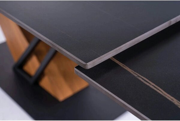 Masa extensibila moderna GENESIS, negru/stejar, 180/240x90x76 cm